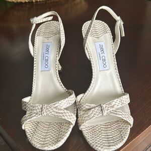 Jimmy Choo Cream Snakeskin-Effect Slingback Heels 10.5 or 40.5 NWT
